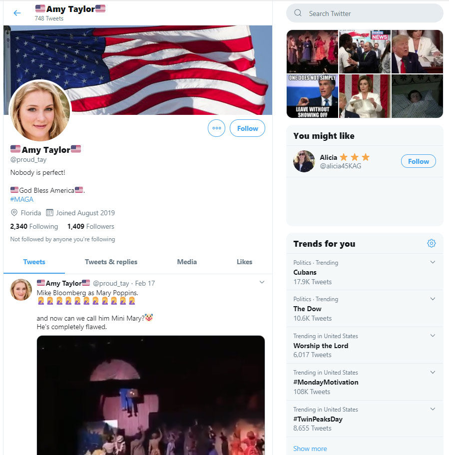 Screenshot Amy Taylor profile