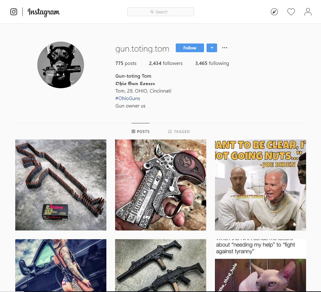 Screenshot gun.toting.tom profile