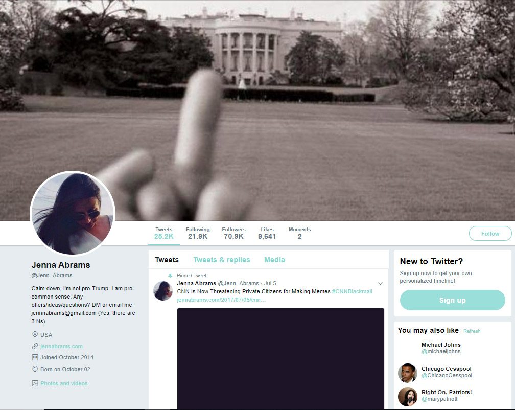 Screenshot Jenna Abrams profile